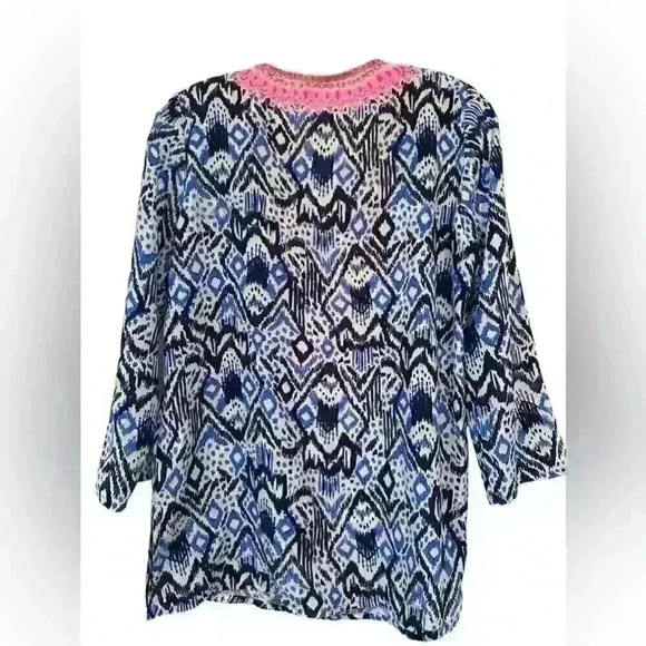 Lilly Pulitzer Oh My Cod Silk Renato Bead Dinner Tunic Top Shirt Blouse XS NWOT - Picture 5 of 9